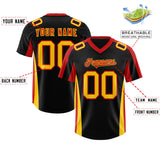 Custom Black Red Side Stripe Pattern Authentic Football Jersey