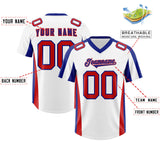 Custom White Royal Side Stripe Pattern Authentic Football Jersey