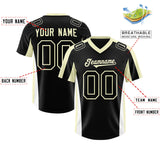 Custom Black Cream Side Stripe Pattern Authentic Football Jersey