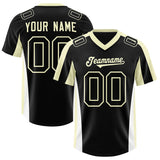 Custom Black Cream Side Stripe Pattern Authentic Football Jersey