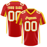 Custom Red Gold Side Stripe Pattern Authentic Football Jersey