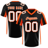 Custom Black Orange Side Stripe Pattern Authentic Football Jersey