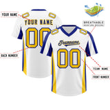 Custom White Royal Side Stripe Pattern Authentic Football Jersey