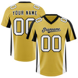 Custom Old Gold Navy Side Stripe Pattern Authentic Football Jersey