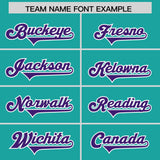 Custom Aqua Purple Side Stripe Pattern Authentic Football Jersey