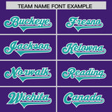 Custom Purple Aqua Side Stripe Pattern Authentic Football Jersey