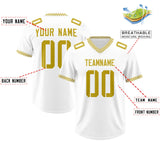 Custom White Old Gold Personalized Neckline Square Classic Authentic Football Jersey
