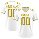 Custom White Old Gold Personalized Neckline Square Classic Authentic Football Jersey