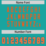 Custom Aqua Orange Personalized Neckline Square Classic Authentic Football Jersey