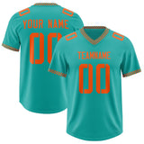Custom Aqua Orange Personalized Neckline Square Classic Authentic Football Jersey