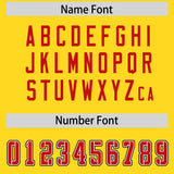 Custom Yellow Red Personalized Neckline Square Classic Authentic Football Jersey