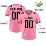 Custom Light Pink Black Personalized Neckline Square Classic Authentic Football Jersey