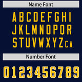 Custom Navy Yellow Personalized Neckline Square Classic Authentic Football Jersey
