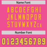 Custom Pink Yellow Personalized Neckline Square Classic Authentic Football Jersey