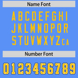 Custom Powder Blue Yellow Personalized Neckline Square Classic Authentic Football Jersey