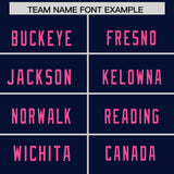 Custom Navy Pink Personalized Neckline Square Classic Authentic Football Jersey