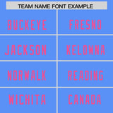 Custom Powder Blue Pink Personalized Neckline Square Classic Authentic Football Jersey