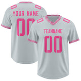Custom Silver Pink Personalized Neckline Square Classic Authentic Football Jersey