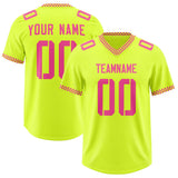 Custom Fluorescent Green Pink Personalized Neckline Square Classic Authentic Football Jersey