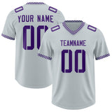 Custom Silver Purple Personalized Neckline Square Classic Authentic Football Jersey
