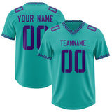 Custom Aqua Purple Personalized Neckline Square Classic Authentic Football Jersey