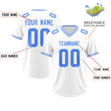 Custom White Powder Blue Personalized Neckline Square Classic Authentic Football Jersey