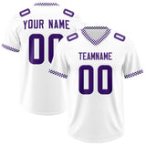Custom White Purple Personalized Neckline Square Classic Authentic Football Jersey