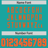 Custom Aqua Orange Personalized Neckline Square Classic Authentic Football Jersey