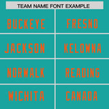 Custom Aqua Orange Personalized Neckline Square Classic Authentic Football Jersey