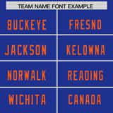 Custom Royal Orange Personalized Neckline Square Classic Authentic Football Jersey