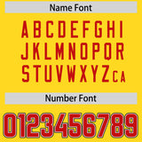 Custom Yellow Red Personalized Neckline Square Classic Authentic Football Jersey