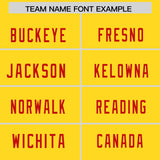 Custom Yellow Red Personalized Neckline Square Classic Authentic Football Jersey