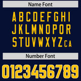 Custom Navy Yellow Personalized Neckline Square Classic Authentic Football Jersey