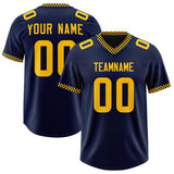 Custom Navy Yellow Personalized Neckline Square Classic Authentic Football Jersey