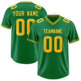 Custom Kelly Green Yellow Personalized Neckline Square Classic Authentic Football Jersey
