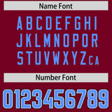 Custom Crimson Powder Blue Personalized Neckline Square Classic Authentic Football Jersey