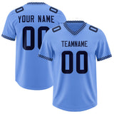 Custom Light Blue Navy Personalized Neckline Square Classic Authentic Football Jersey