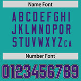 Custom Aqua Purple Personalized Neckline Square Classic Authentic Football Jersey