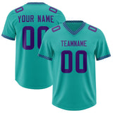 Custom Aqua Purple Personalized Neckline Square Classic Authentic Football Jersey