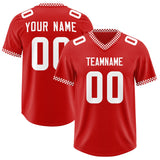 Custom Red White Personalized Neckline Square Classic Authentic Football Jersey