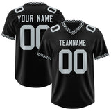 Custom Black Silver Personalized Neckline Square Classic Authentic Football Jersey