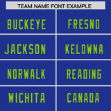 Custom Royal Neon Green Personalized Neckline Square Classic Authentic Football Jersey