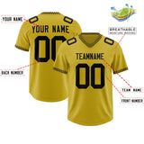 Custom Old Gold Black Personalized Neckline Square Classic Authentic Football Jersey
