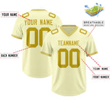 Custom Cream Old Gold Personalized Neckline Square Classic Authentic Football Jersey