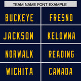 Custom Navy Yellow Personalized Neckline Square Classic Authentic Football Jersey
