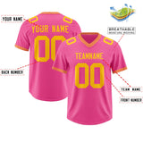 Custom Pink Yellow Personalized Neckline Square Classic Authentic Football Jersey