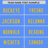 Custom Powder Blue Yellow Personalized Neckline Square Classic Authentic Football Jersey