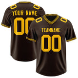 Custom Brown Yellow Personalized Neckline Square Classic Authentic Football Jersey