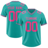 Custom Aqua Pink Personalized Neckline Square Classic Authentic Football Jersey