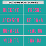 Custom Aqua Pink Personalized Neckline Square Classic Authentic Football Jersey